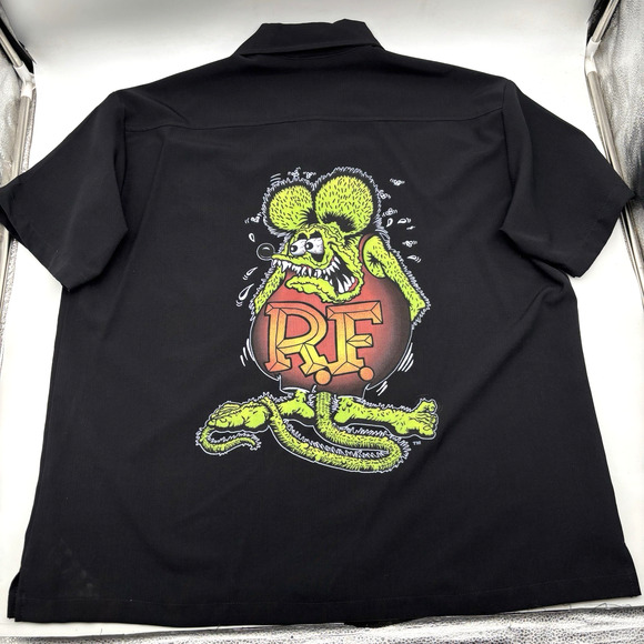Vintage Y2K Big Daddy Ed Roth Embroidered Rat Fink Button Down XL 54" USA Made - Picture 13 of 14